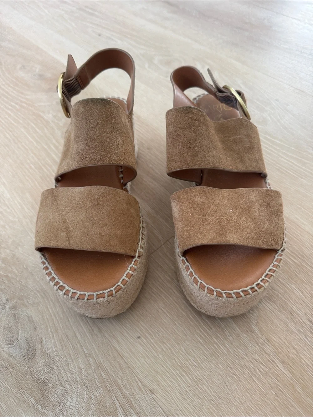 Franco Sarto Suede Espadrille Platform Sandals in Tan